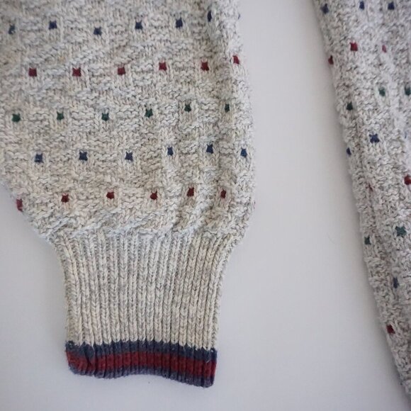 Vintage '90s St John's Bay Gray Maroon 3D Biggie Cosby Knit Crewneck Sweater L - Picture 6 of 9